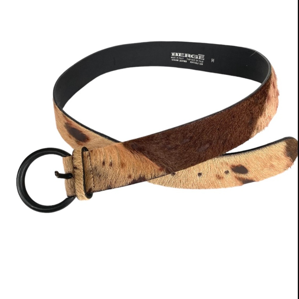 Berge Leather and Calf hair Statement Belt M - Picture 3 of 6